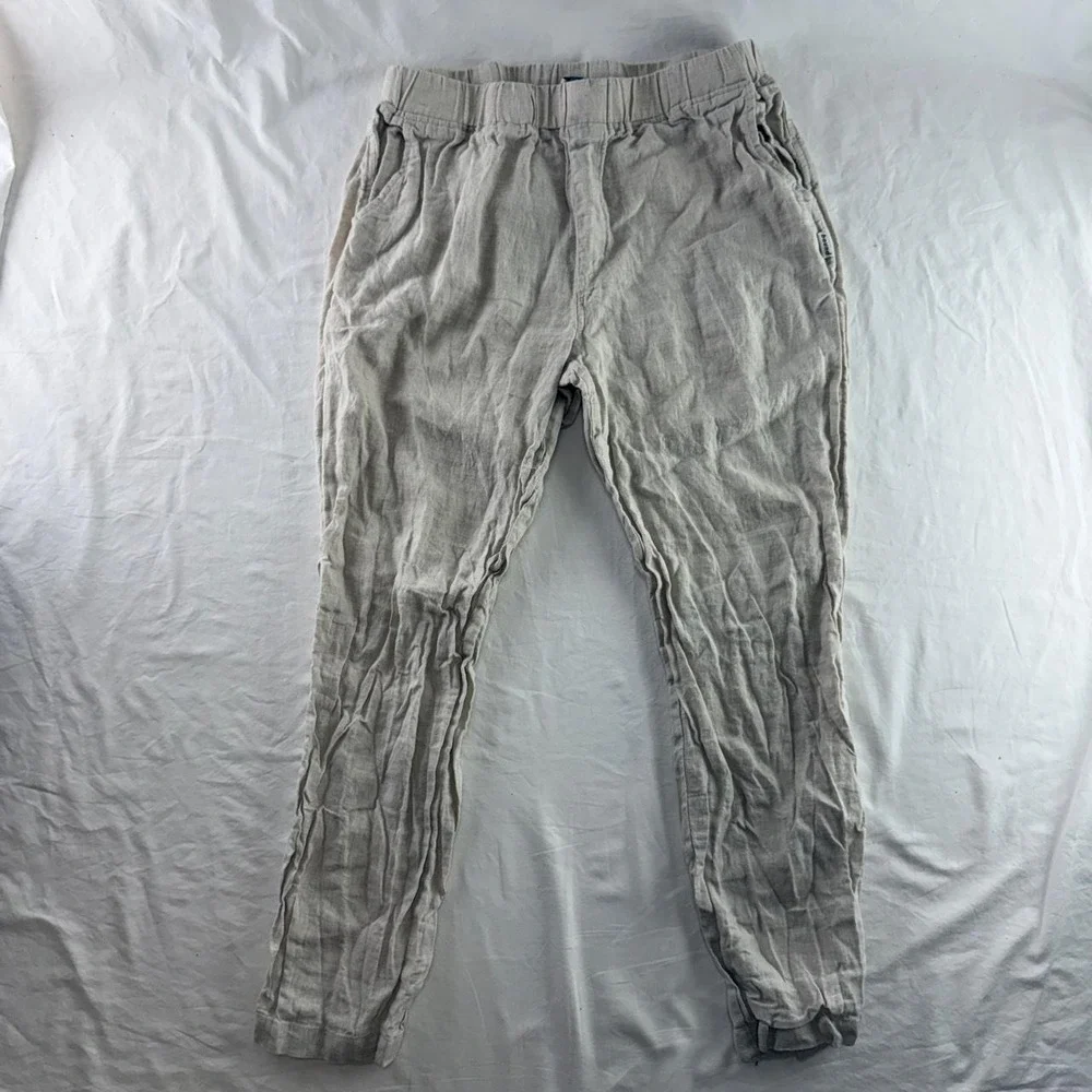 Bound Linen Pull On Tapered Pants Mens L Lightweight Old Money Beachy Coastal